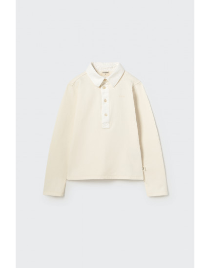 Soft brushed fleece collar sweatshirt White Calik