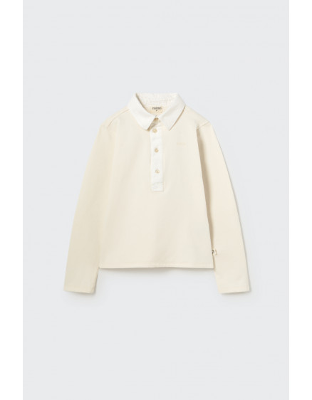 Soft brushed fleece collar sweatshirt White Calik