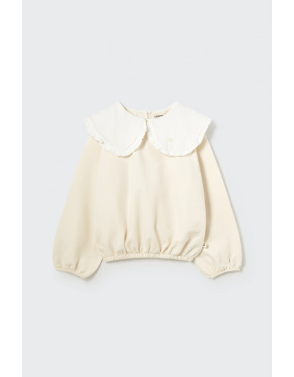 Soft brushed fleece puffed sweatshirt White Genoa