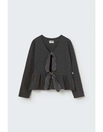 Soft brushed knit cardigan sweater Grey Annaba