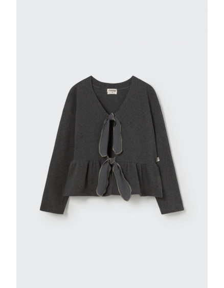 Soft brushed knit cardigan sweater Grey Annaba