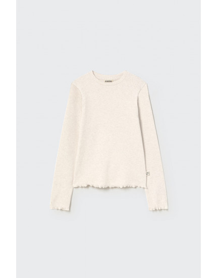 Soft cotton rib sweater Aruba White