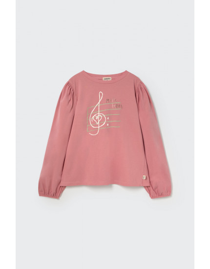 Soft warm jersey puffed T-shirt Rose Tea Florencia