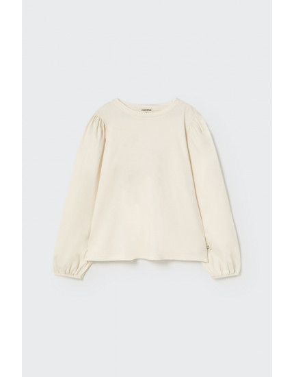 Soft warm jersey puffed T-shirt White Florencia