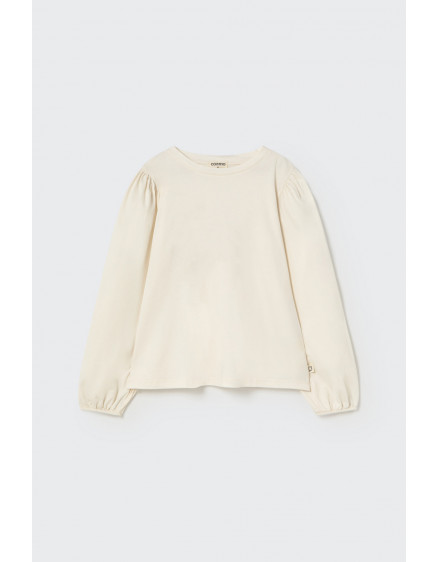 Soft warm jersey puffed T-shirt White Florencia