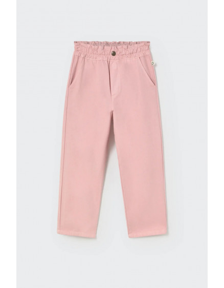 Smooth cotton twill pants Silver Pink Paola