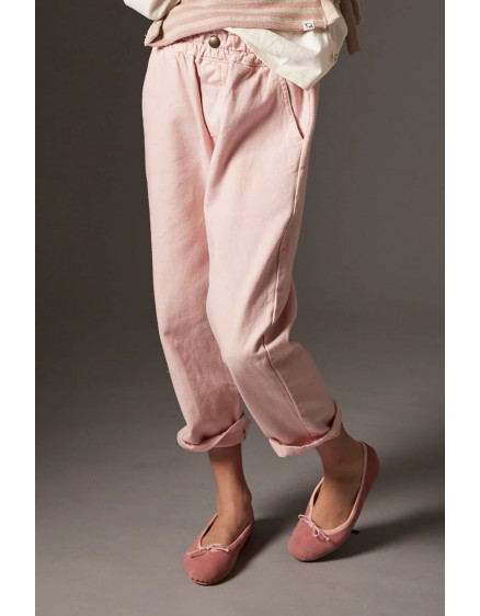 Smooth cotton twill pants Silver Pink Paola 3