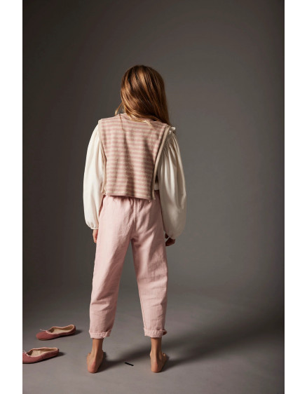 Smooth cotton twill pants Silver Pink Paola 2