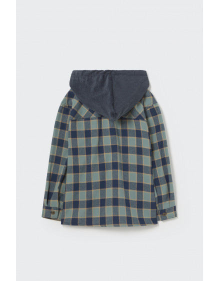 Check flannel hooded shirt Artic Blue Faro 2