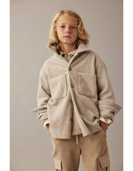 Soft mélange bamboo shirt jacket Stone Alghero 5