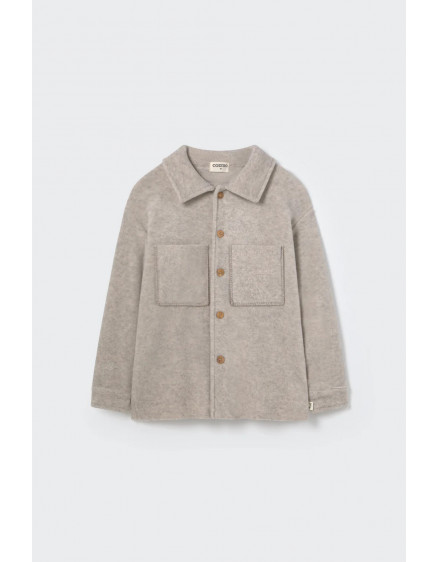 Soft mélange bamboo shirt jacket Stone Alghero