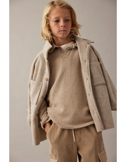 Soft mélange bamboo shirt jacket Stone Alghero 3