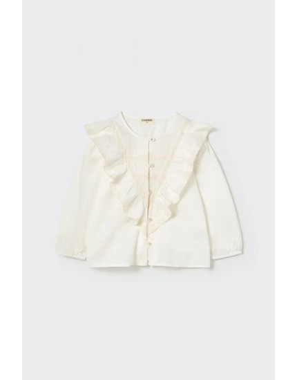 Cotton voile blouse White Kerala