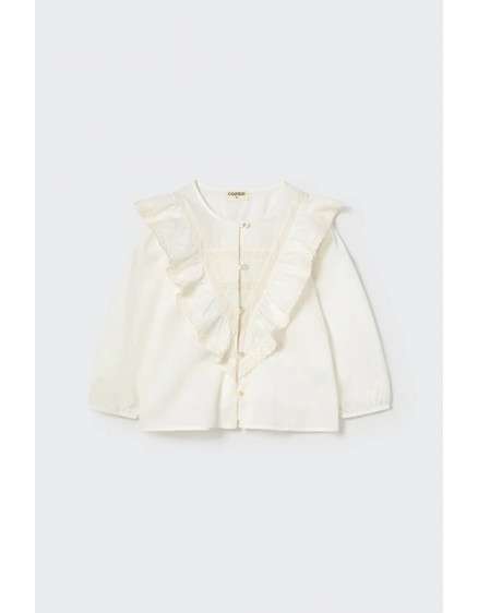 Cotton voile blouse White Kerala