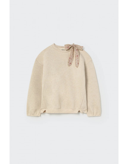 Mélange fleece bow swetashirt Stone Suecia