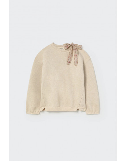 Mélange fleece bow swetashirt Stone Suecia