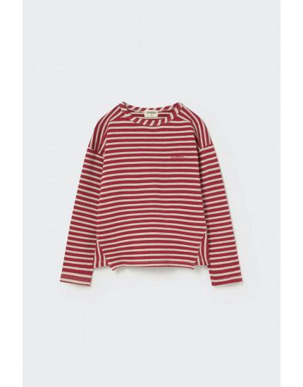 Striped elastic fleece T-shirt Burgundy Joel