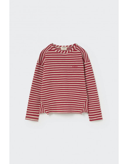 Striped elastic fleece T-shirt Burgundy Joel