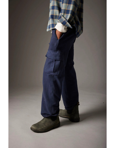 Soft brushed fleece pants Navy Milan 3