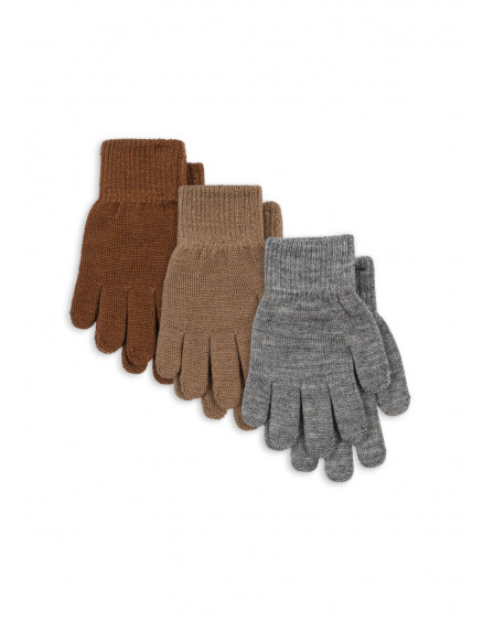 3 Pack Filla Gloves Grey Beige Brown