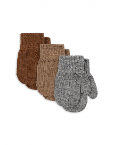 3 Pack Filla Mittens Grey Beige Brown