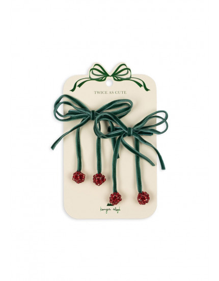 2 Pack Cherry Bow Hair Clips Smoke Pine