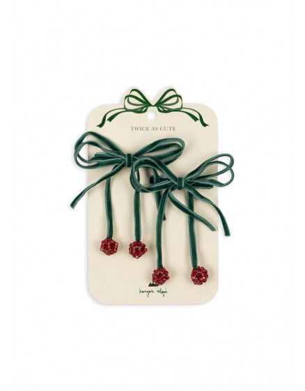2 Pack Cherry Bow Hair Clips Smoke Pine