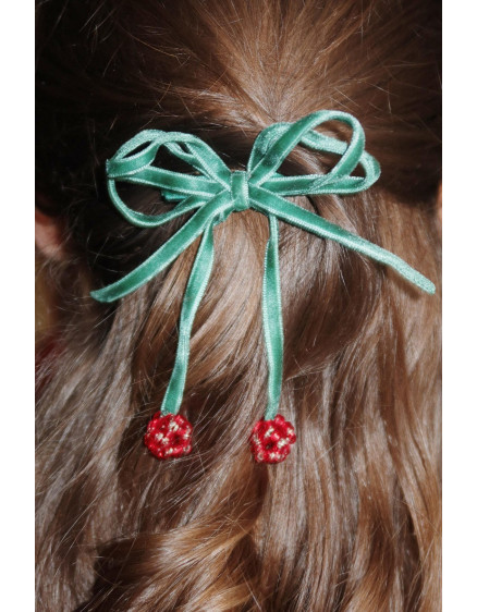 2 Pack Cherry Bow Hair Clips Smoke Pine 3