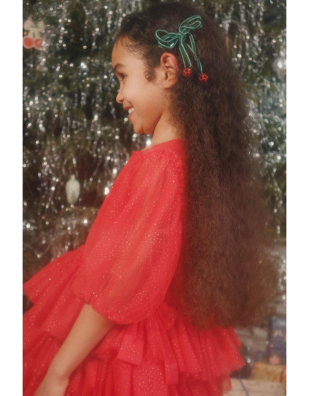 2 Pack Cherry Bow Hair Clips Smoke Pine 2