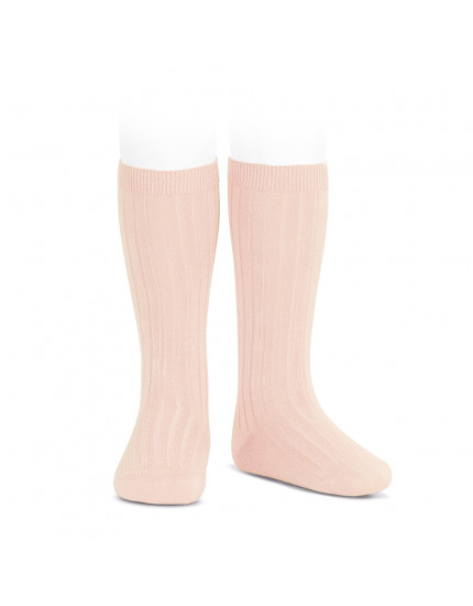 Basic rib knee high socks Nude 674