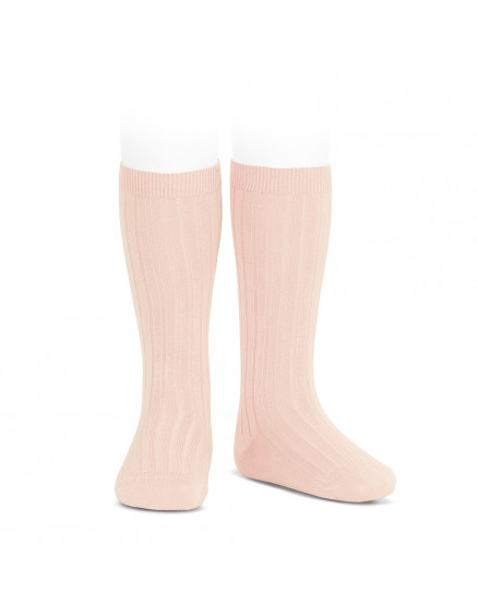 Basic rib knee high socks Nude 674
