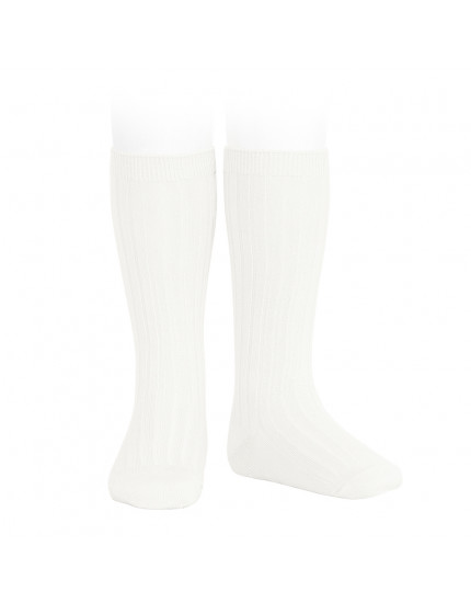 Basic rib knee high socks Cream 202