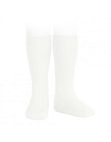 Basic rib knee high socks Cream 202