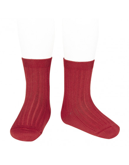 Basic rib short socks Cherry 554