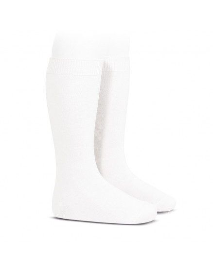 Plain stitch basic knee high socks White 200