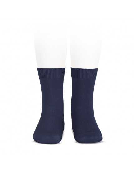 Plain stitch basic short socks Navy Blue 480