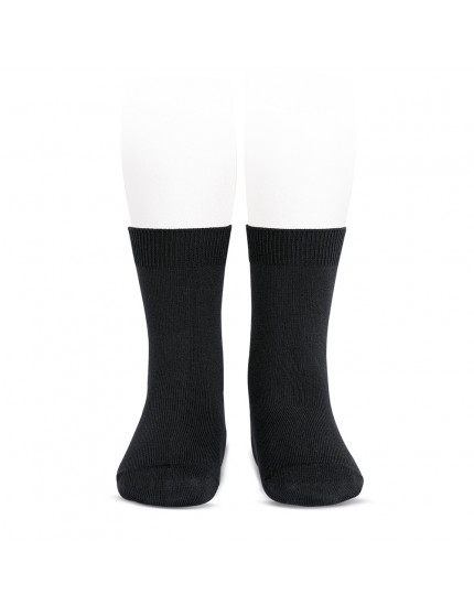 Plain stitch basic short socks Black 900