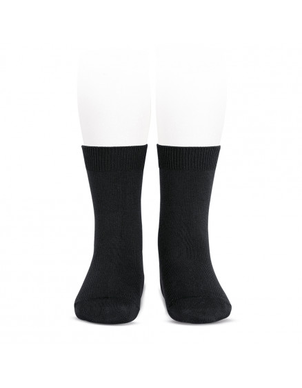Plain stitch basic short socks Black 900