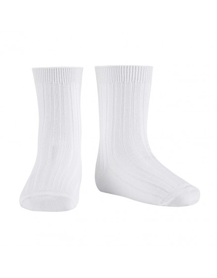 Bamboo rib short socks White 200