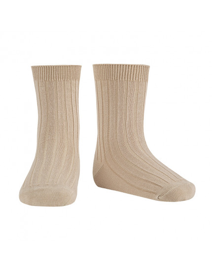 Bamboo rib short socks Almond 327