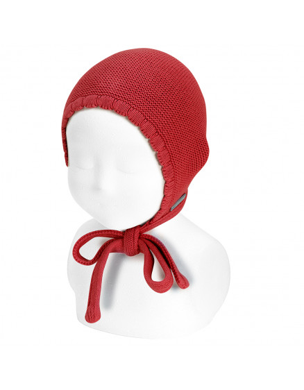 Classic garter stitch bonnet Red Velvet 578