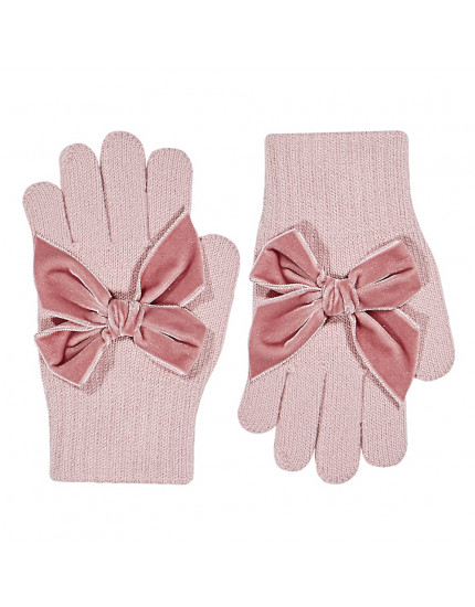 Gloves with giant velvet bow Pale Pink 526