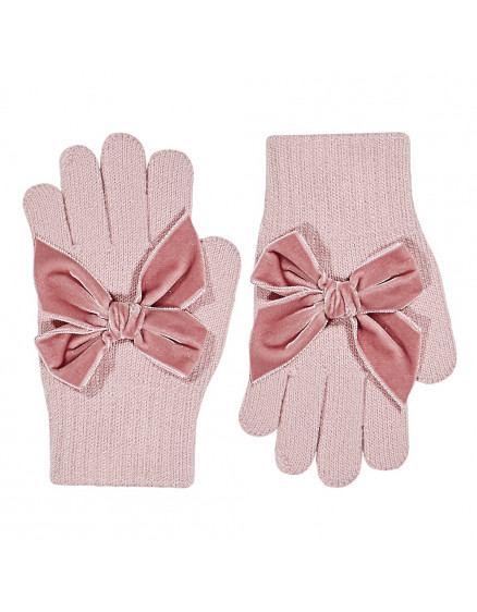 Gloves with giant velvet bow Pale Pink 526