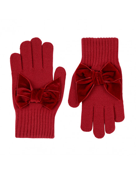 Gloves with giant velvet bow Red Velvet 578