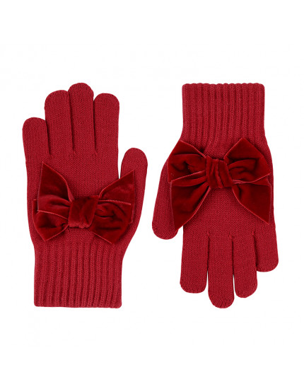 Gloves with giant velvet bow Red Velvet 578