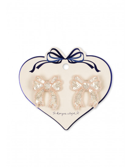 2 Pack Bow Hair Clip Cameo Rose