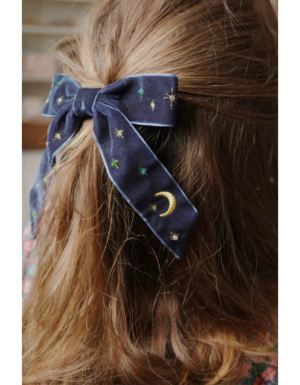 Velvet Bow Pearly Hair Clip Navy Blazer 2