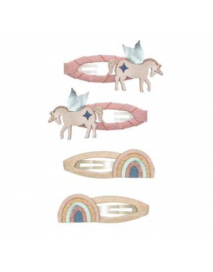 Winged Unicorn & Rainbow Clic Clacs Pink