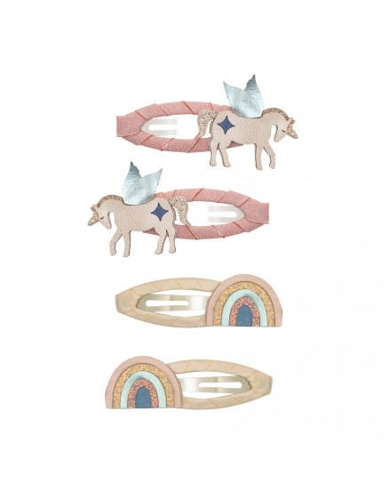 Winged Unicorn & Rainbow Clic Clacs Pink
