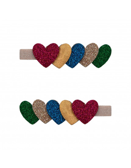 Jazzy Layered Heart Clips Bright